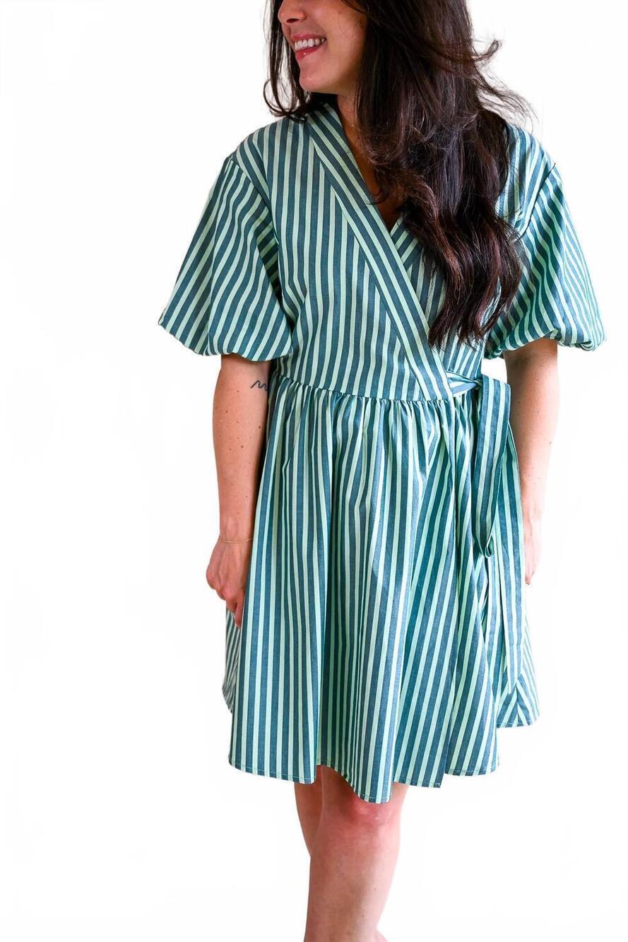 NEW FRNCH women's melton place wrap dress in green